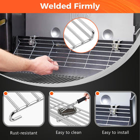 Non-magnetic, corrosion-resistant stainless steel supports frequent grilling sessions