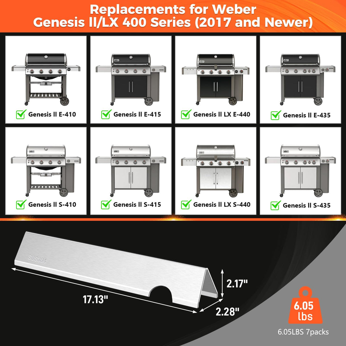QuliMetal SUS304 non-magnetic flavorizer bars resist corrosion for longevity.