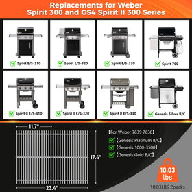 QuliMetal Weber Spirit II 300-series grates fitment for quick replacement.