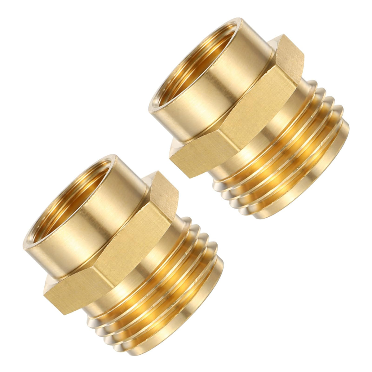 Qulkws brass garden hose adapter showing 12-npt female to 34-ght male connection for versatility.