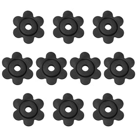 Qulkws flower-shaped flag stopper securely grips flags for a wind-resistant garden display