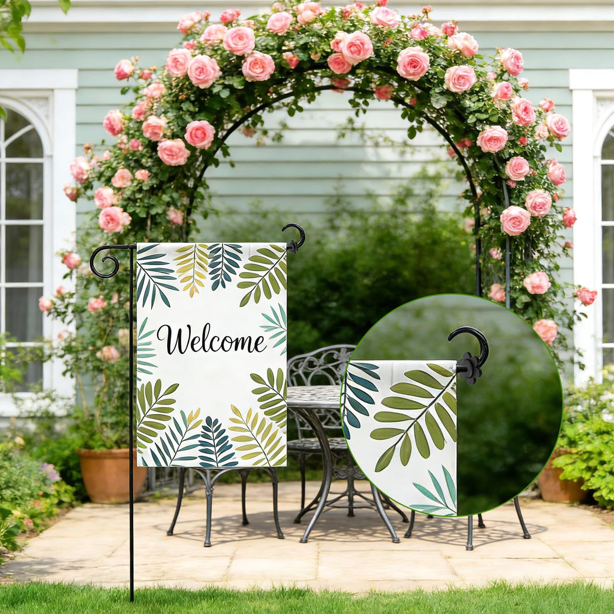 Qulkws indoor-outdoor use stopper protects small yard flags in wind or rain