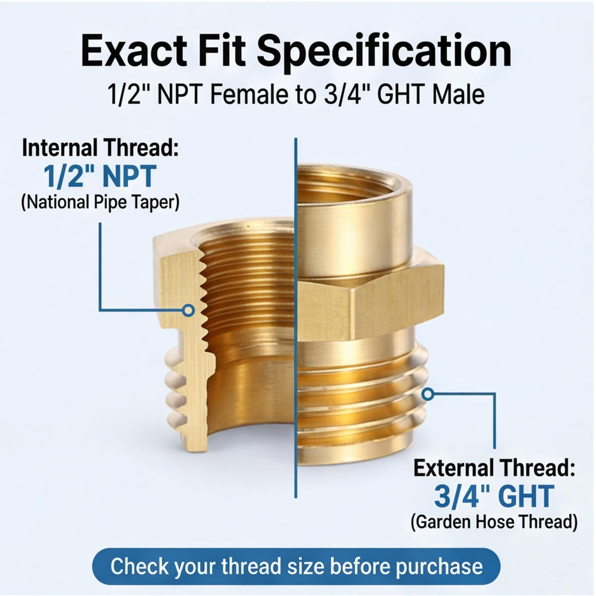 Leak-proof brass adapter in action helps prevent drips on hoses.