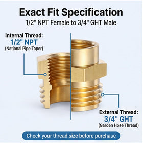 Leak-proof brass adapter in action helps prevent drips on hoses.