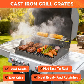 QuliMetal flat-wide-slats grate reduces food through and improves cooking contact.
