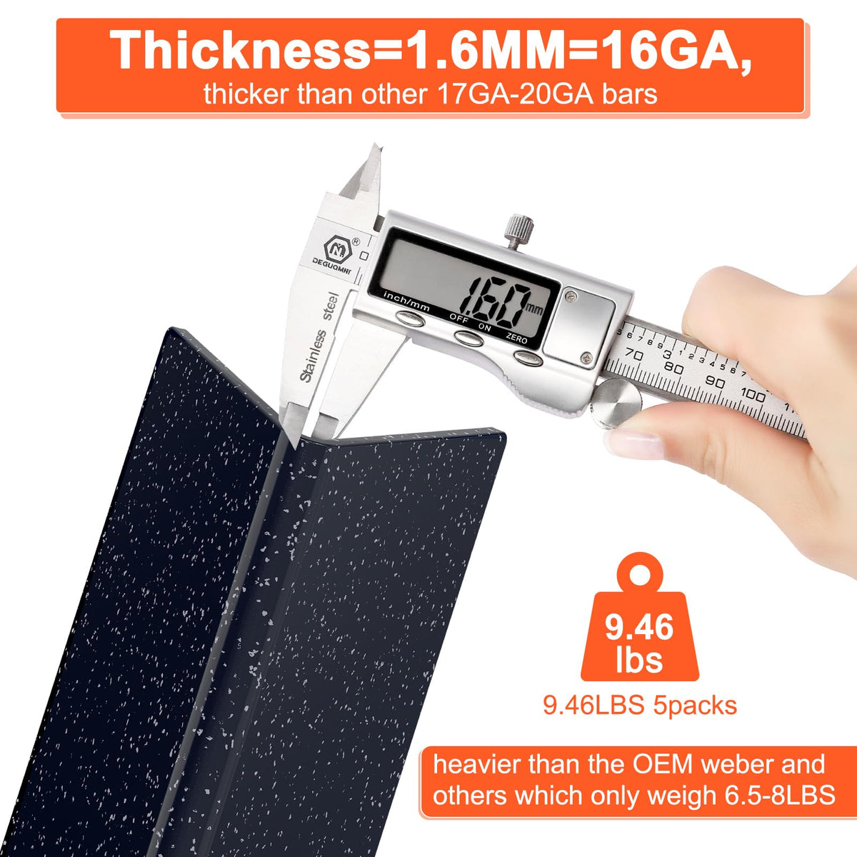 QuliMetal 16ga enamel-coated bars resist bending at high temps.