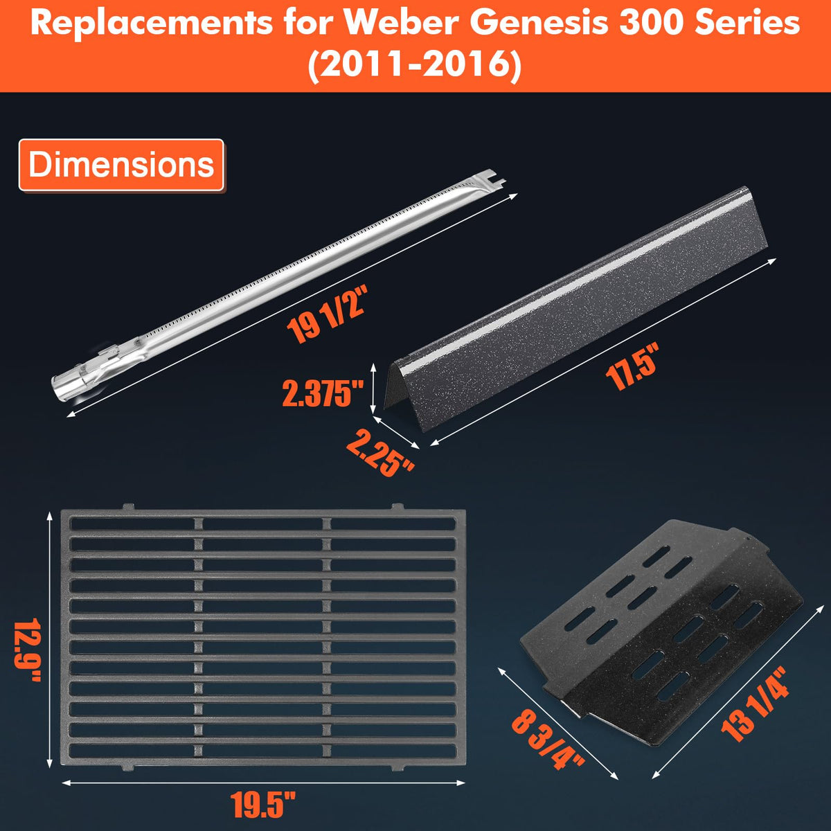 QuliMetal Genesis 300 burner tubes in 304 stainless promote steady blue flames.