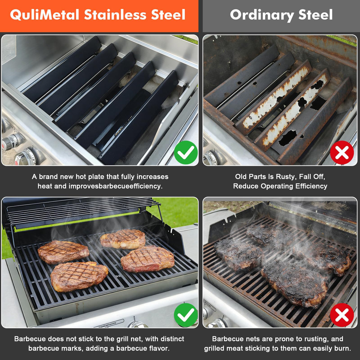 QuliMetal Genesis 300 heavy-duty sear grates enhance grill performance.