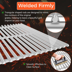 QuliMetal Genesis 300 triangular-rod welds close-up for enhanced grill marks and reduced drop-through.
