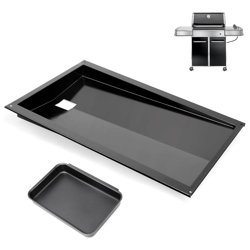 QuliMetal Genesis grease tray front view with easy-clean porcelain surface.