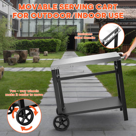 QuliMetal grill cart displaying ample storage on two shelves