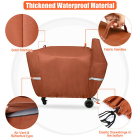 QuliMetal grill cover for 1000SC/1000SQ, close-up fabric view, size compatibility and rust prevention