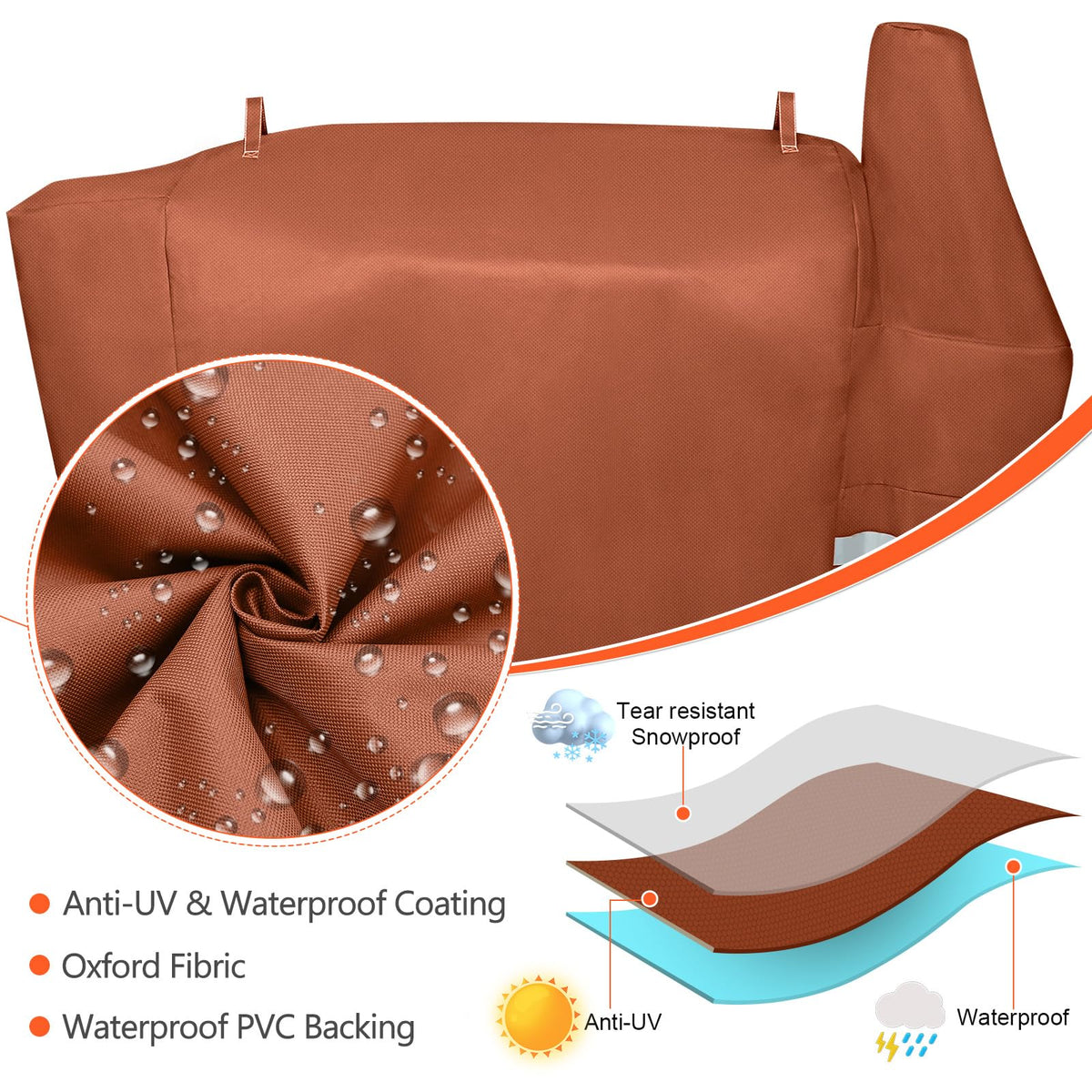 QuliMetal grill cover for 1000SC2/1100 Pro, back view, keeps grill dry during storms