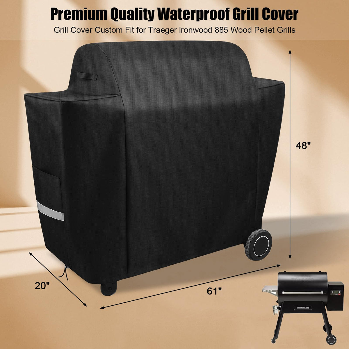 QuliMetal 600D oxford fabric guard shields grill from weather and fading