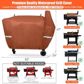 QuliMetal grill cover for Pit Boss Rancher XL 1000S, side view, wind and moisture defense