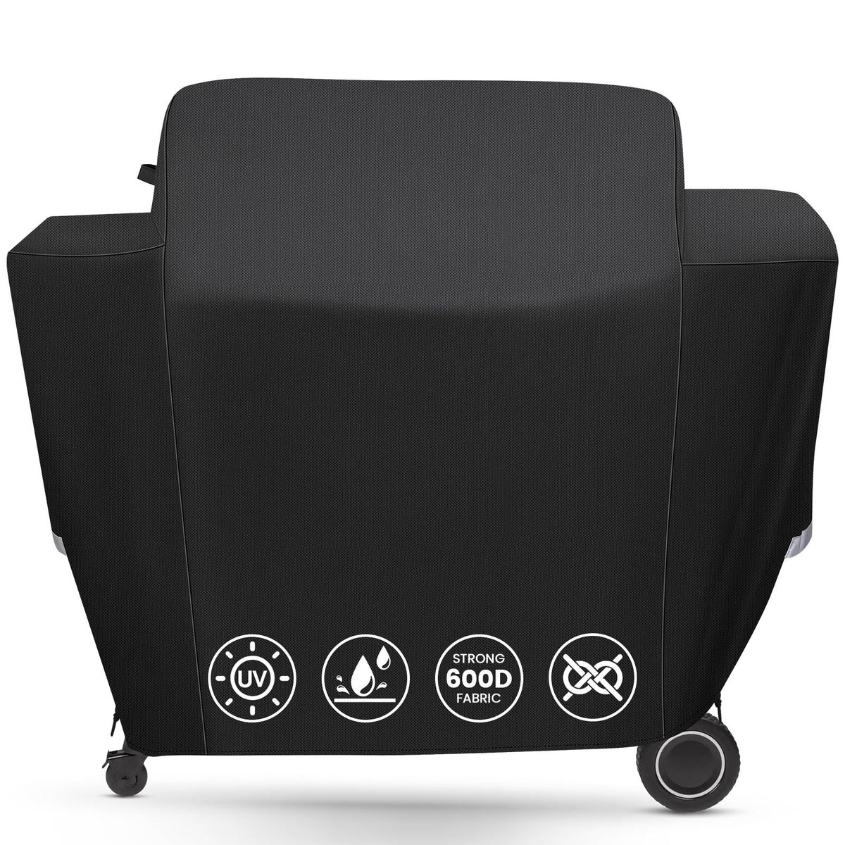 QuliMetal grill cover on Traeger Ironwood 885, full-length protection against rain and sun