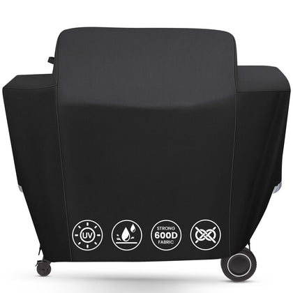QuliMetal grill cover on Traeger Ironwood 885, full-length protection against rain and sun