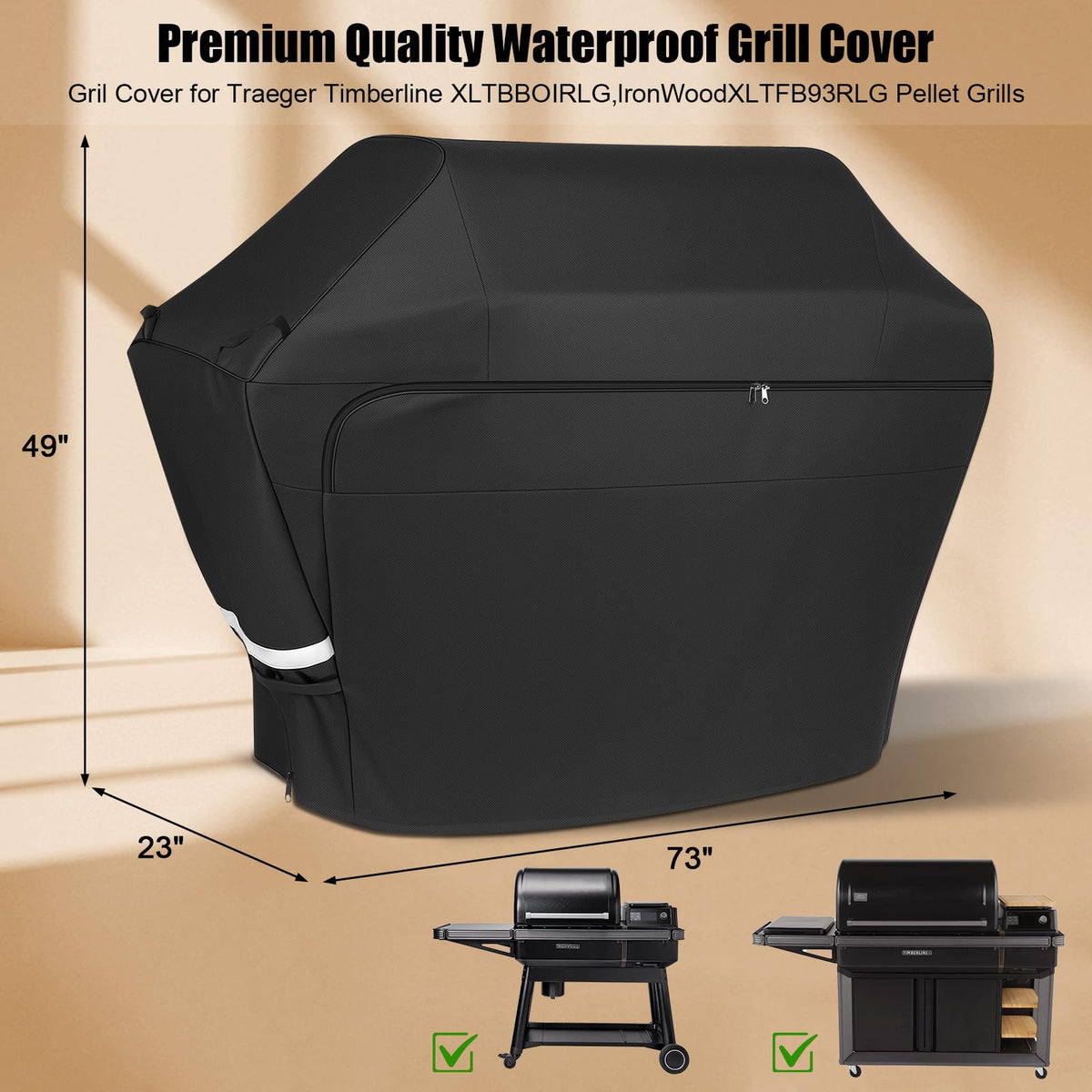 QuliMetal grill cover waterproof-fabric shields your grill in wet weather