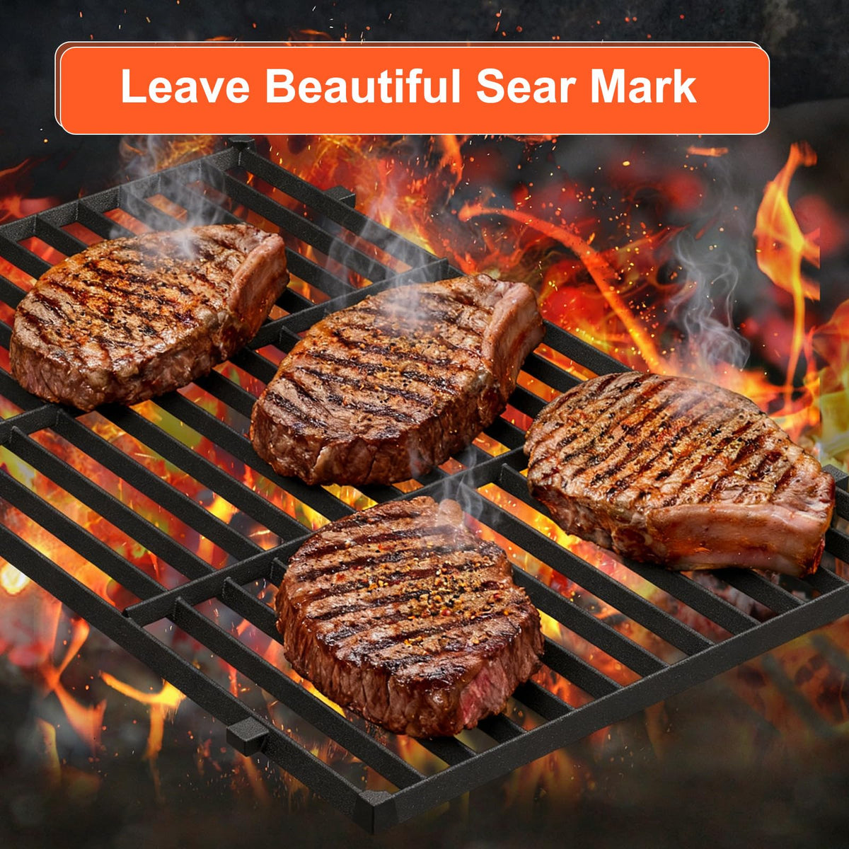 QuliMetal heavy-duty cast-iron grate delivers strong heat retention for stable cooking.
