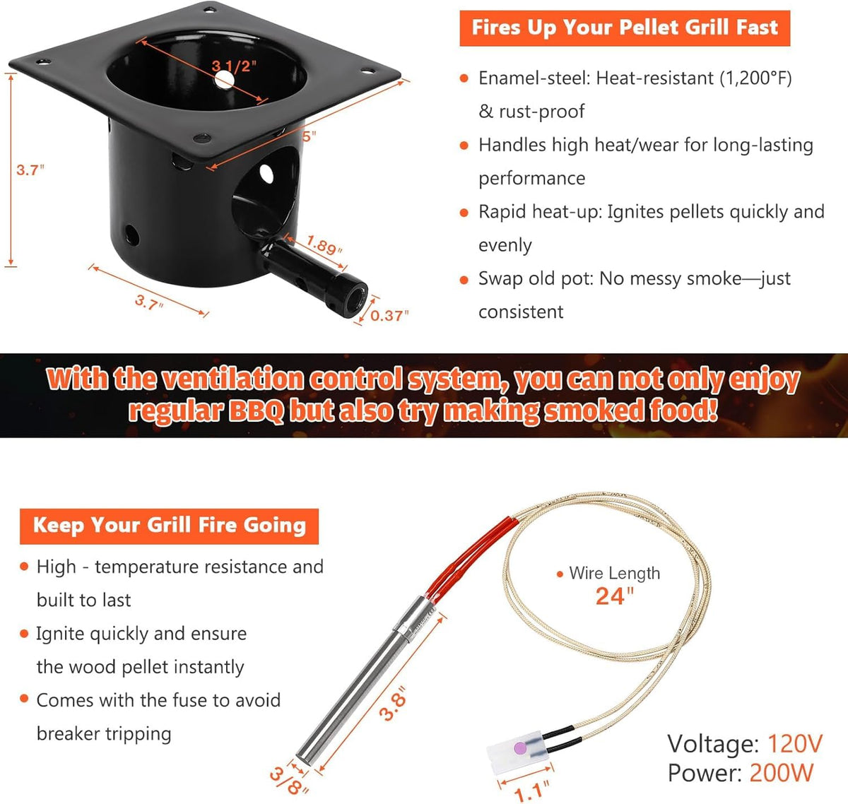 QuliMetal hot rod ignitor ensuring quick, reliable flame start