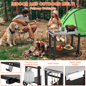 QuliMetal cart used as indoor kitchen island and prep table
