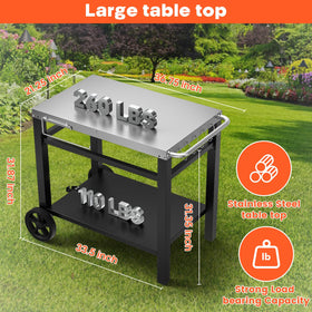 QuliMetal stainless steel flattop cart with durable, anti-rust finish