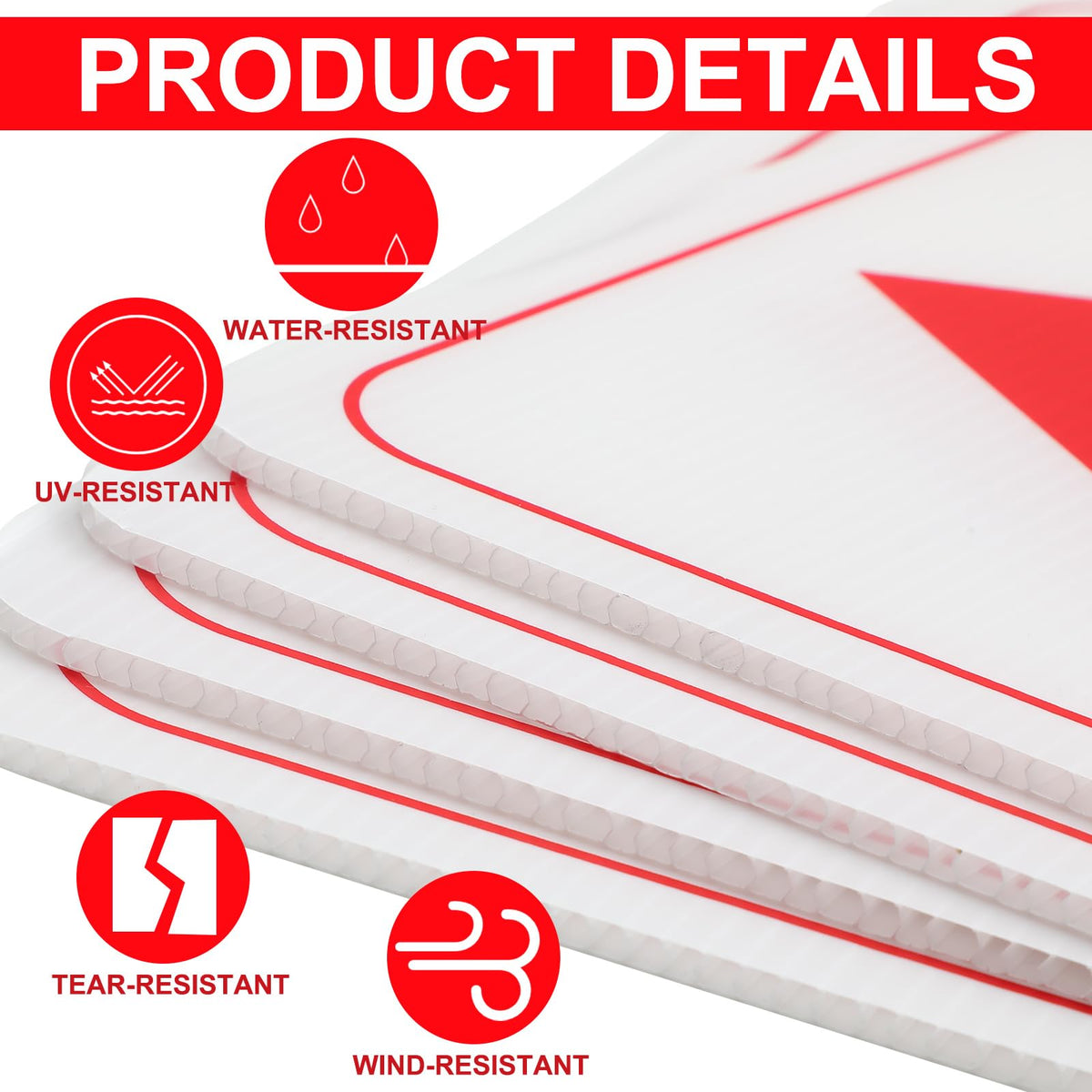 Qunclay outdoor parking sign in corrugated plastic red for durability