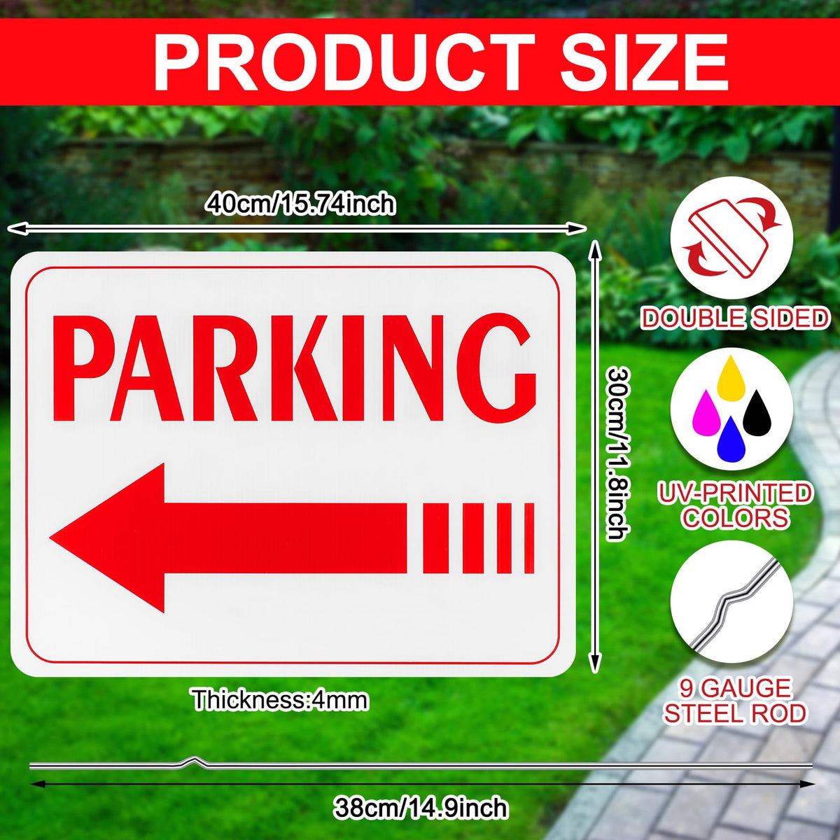 Qunclay red double-sided parking arrows sign for clear directions