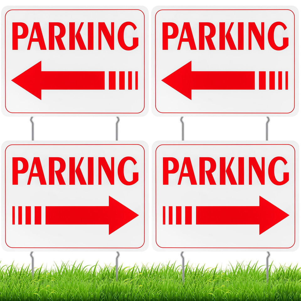 Qunclay parking signs four-pack with stakes for quick outdoor setup