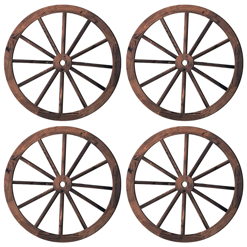 Qunclay wagon wheel collection four vintage wooden accents for versatile wall decor