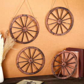 Qunclay 10-inch wheels arranged as a set adds rustic vibes to gardens.