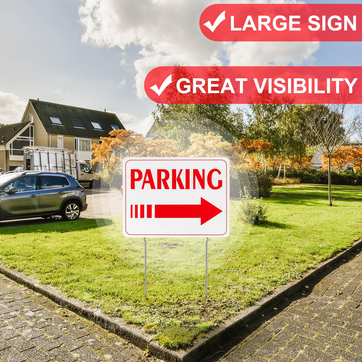 Qunclay wedding parking sign in red to guide guests