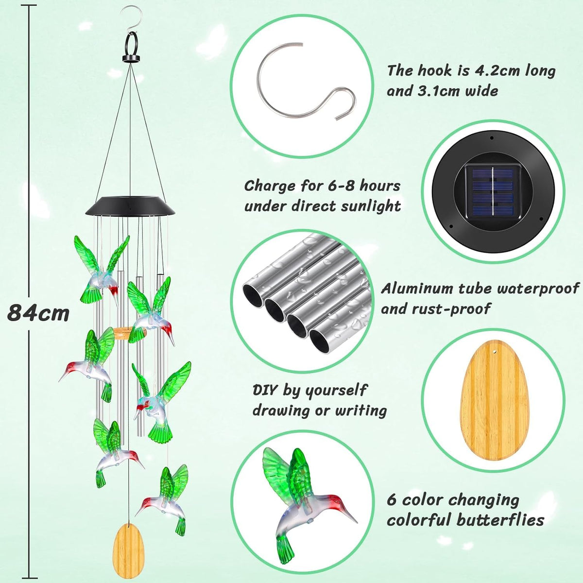 QUNPON outdoor wind chime enhances porch or patio decor.