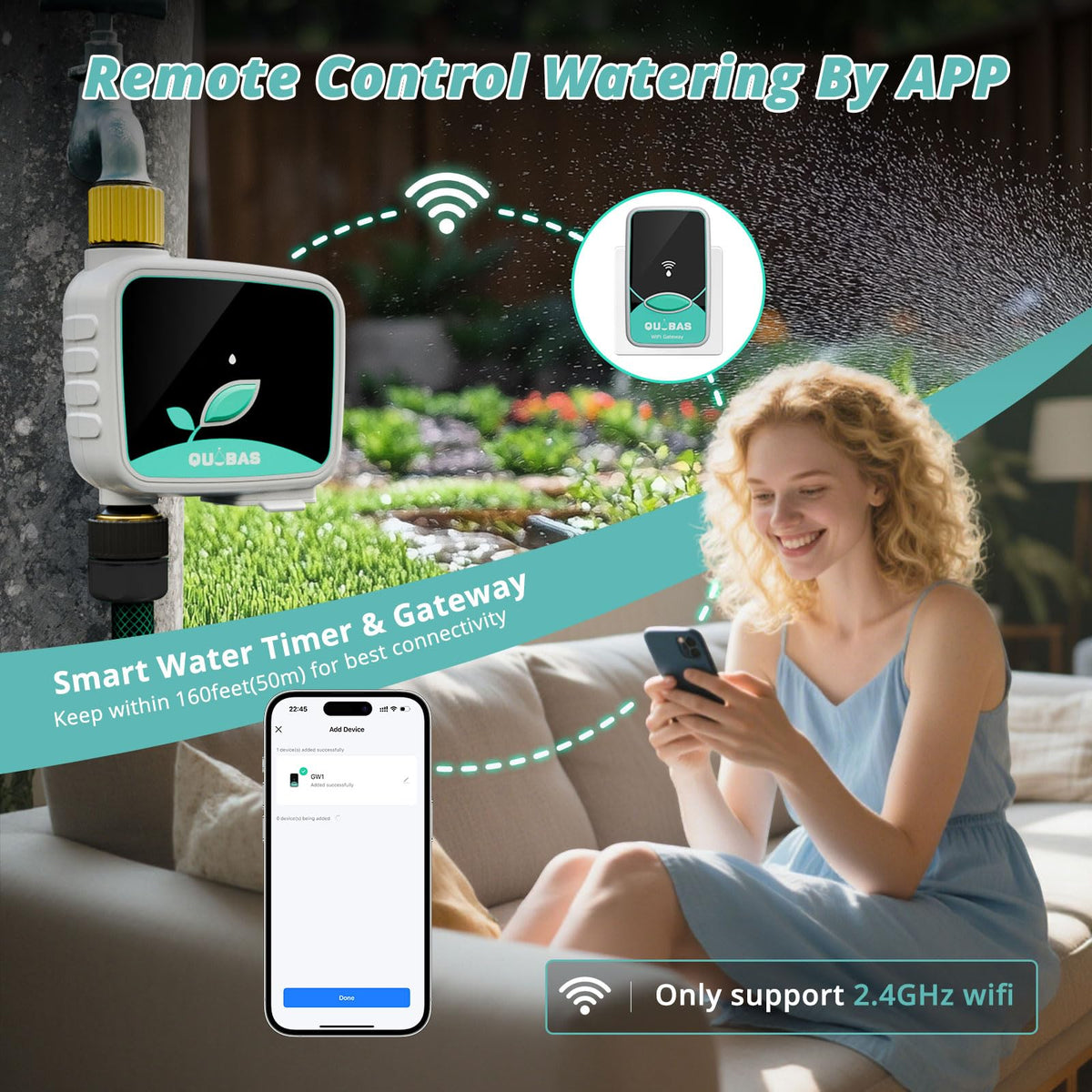 QUOBAS app control interface enabling remote irrigation setup