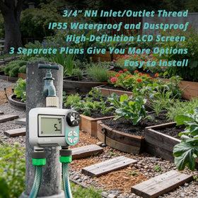 QUOBAS sprinkler timer supports drip irrigation for raised beds and containers.