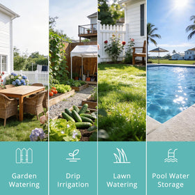 QUOBAS Sprinkler Timer ideal for gardens, lawns, patios, and greenhouses.