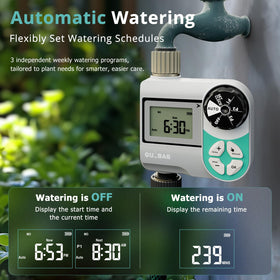 QUOBAS Sprinkler Timer hose-faucet connection design ensures leak-free outdoor use.
