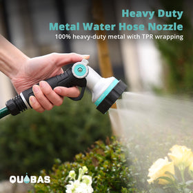 QUOBAS thumb-control nozzle allows one-handed flow adjustment during watering.