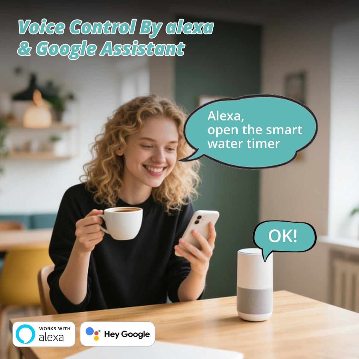 QUOBAS voice control with Alexa and Google Assistant for hands-free watering
