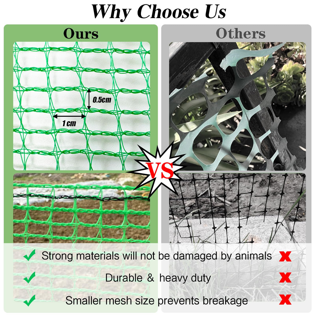 Quobiad Garden Fence UV-tear-resistant withstands sun and wear.