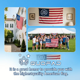 QUOFAD UV-resistant flag outdoors resists sun fading and stays vibrant