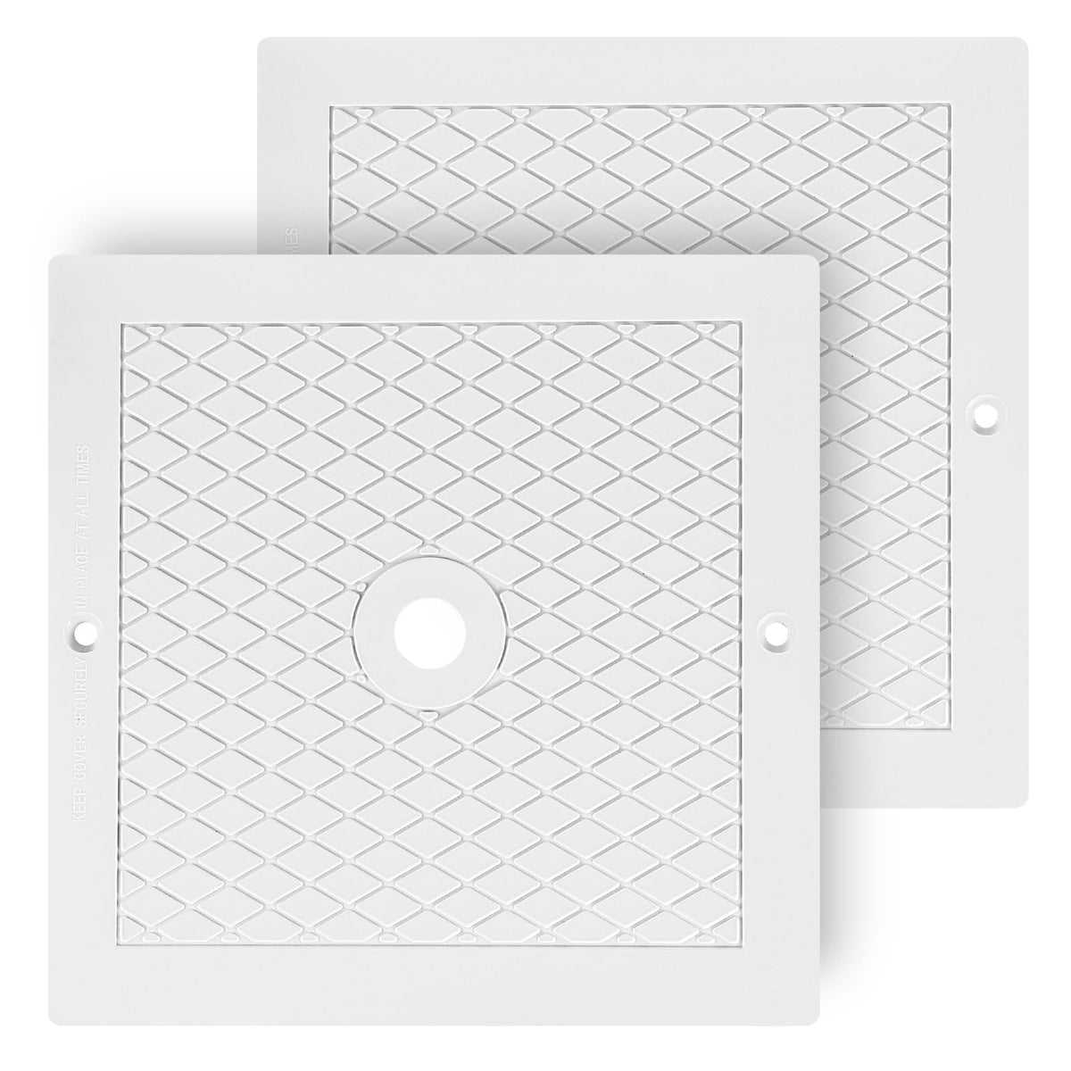 Quorvix skimmer cover ten-inch lid viewed from above, durable replacement for pool safety.