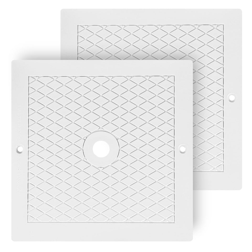 Quorvix skimmer cover ten-inch lid viewed from above, durable replacement for pool safety.