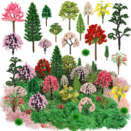 QUOZUO mixed-model trees with pink and green moss enhance diorama detail.