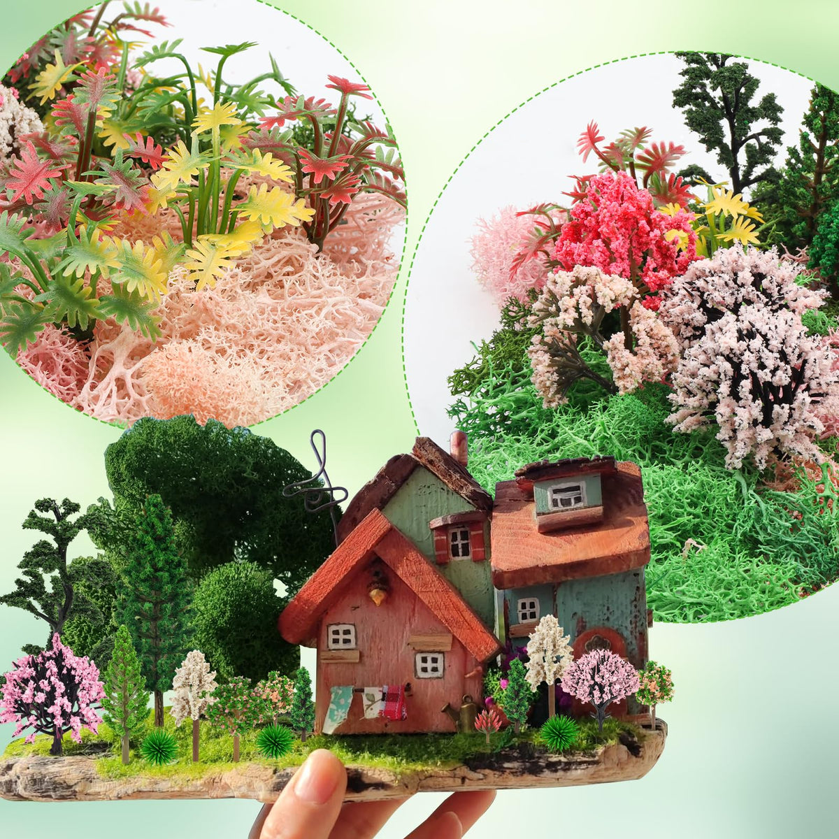 QUOZUO train model scenery trees boost railroad layout realism.