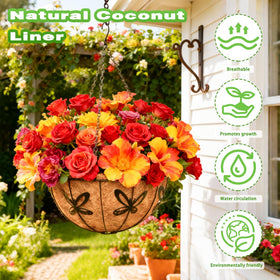 Qusuxi 12-inch hanging basket diameter illustrates ample plant space