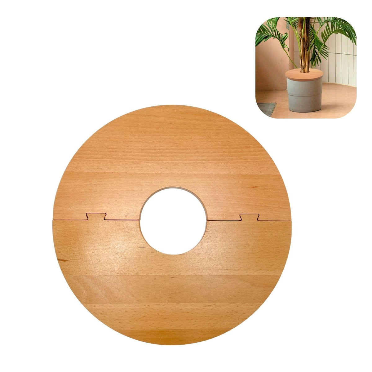 QUTIING 13.7-inch beech wood plant pot grid adds natural texture to home decor.