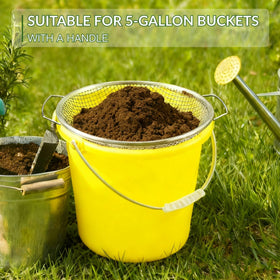 QUTIING galvanized mesh sieve demonstrates sturdy construction for garden work.