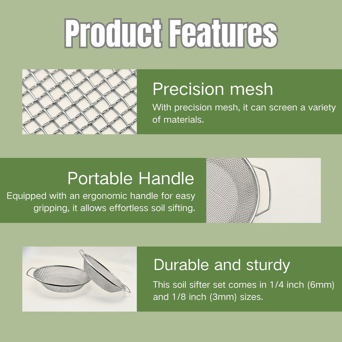 QUTIING gravel sifter tool helps remove debris from soil efficiently.