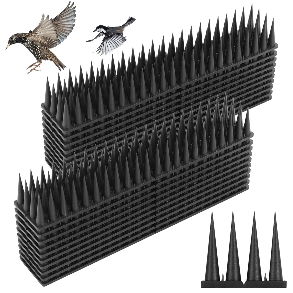 Quunoot bird spikes with 40-strip coverage on ledges and fences.